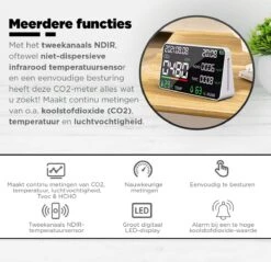 MACADA Luchtkwaliteitsmeter - Co2 Meter Binnen - Duidelijk Scherm - Zelfkalibrerende NDIR Sensor - Vluchtige Stoffen - Formaldehyde - Luchtvochtigheidsmeter -Makita Winkel 1200x1162 20