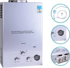 Merkloos Dakta® Propaan | Butaan | LPG Geiser 12 Liter / Minuut Boiler | Ideaal Voor Camper / Camping | Snel Heet Water | Inclusief Douche | Boiler | Keukenboiler | Boot