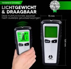 Apeiron Digitale Leidingzoeker - 5 In 1 Detector Voor Muren - Hout, Metaal, Leidingen, Bedrading - Zwart/Zilver - Inclusief Batterij -Makita Winkel 1200x1163 7