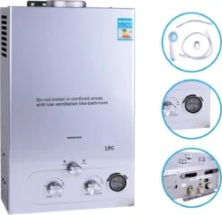 Merkloos Dakta® Propaan - Boiler - LPG Geiser 16 Liter / Minuut Boiler - Ideaal Voor Camper - Caravan - Boot - Camping - Snel Heet Water - Inclusief Douche