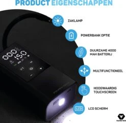 Vulpes Tech® 6-in-1 Compressor Bandenpomp - Elektrische Fietspomp Met Touchscreen - Voor Auto, Scooter, Fiets, Bal En Luchtbed - Inclusief 7 Opzetstukken, Zaklamp & Reistas -Makita Winkel 1200x1166 2