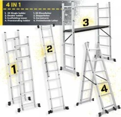 Jago - Steiger - Multifuncitionele Ladder - Ladderrek - Werkblad - Werkplatform - 4 In 1 24 Jago - Steiger - Multifuncitionele Ladder - Ladderrek - Werkblad - Werkplatform - 4 In 1 -Makita Winkel 1200x1167 18