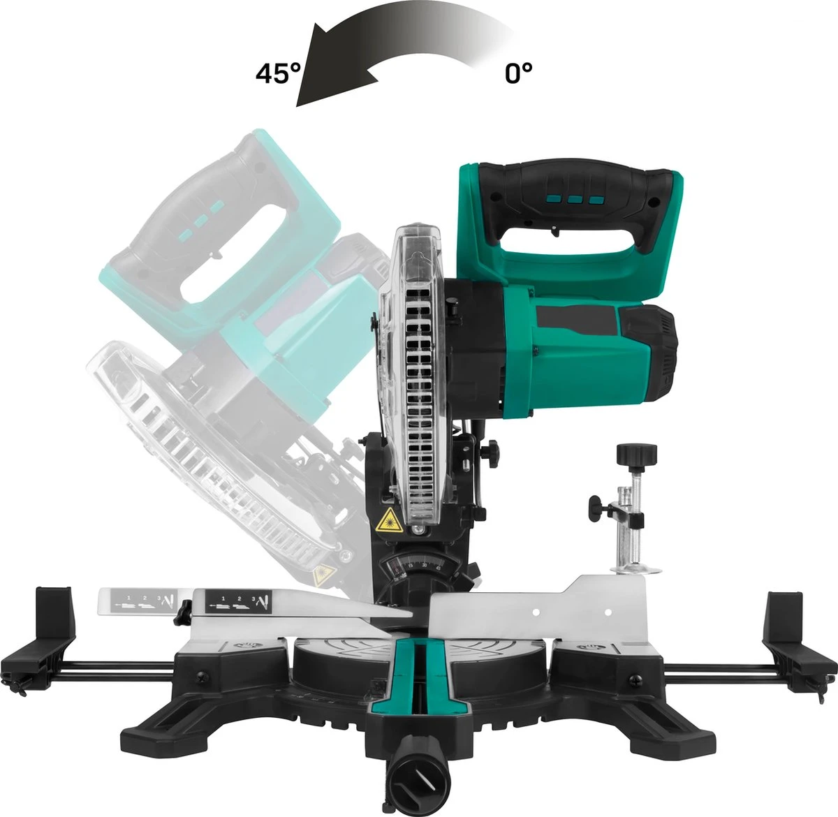 VONROC Afkortzaag, 1500W, Ø216mm – Lasergeleiding – Incl. 40T TCT Zaagblad 4 VONROC Afkortzaag, 1500W, Ø216mm – Lasergeleiding – Incl. 40T TCT Zaagblad - Afbeelding 2