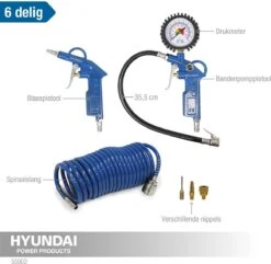 Hyundai Compressoraccessoires - 6 Delig - Accesoireset - Koperen Legering - Europese Snelkoppelingen -Makita Winkel 1200x1171 2