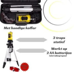 Zelfnivellerende Kruislijnlaser 10 Meter - Laserwaterpas - Lijnlaser - Bouwlaser - Zelfnivellerend - Met Statief - Opbergkoffer -Makita Winkel 1200x1174 15