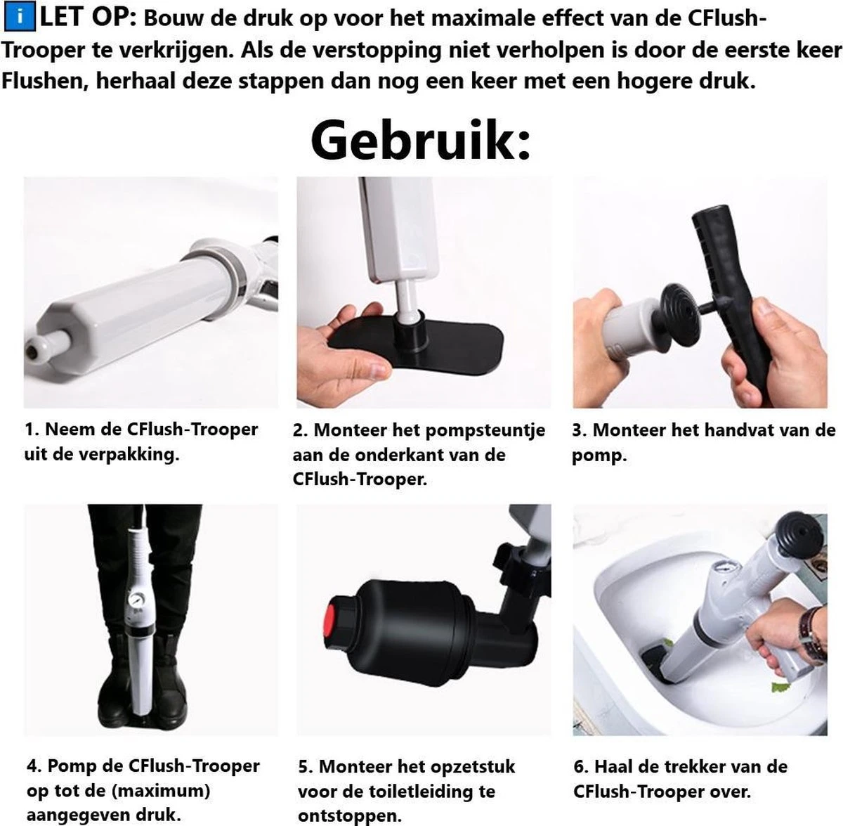 CFlush™ Hoge Druk Ontstopper - Incl. Schoonmaak Handschoenen 11 CFlush™ Hoge Druk Ontstopper - Incl. Schoonmaak Handschoenen - Afbeelding 9