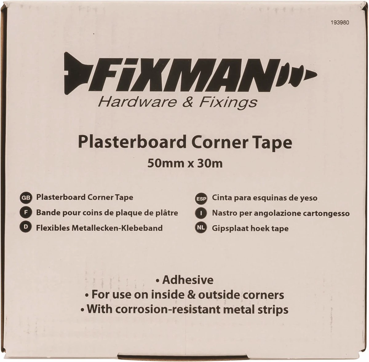 Fixman 193980 Hoektape Voor Gipsplaten - 50mm X 30m 7 Fixman 193980 Hoektape Voor Gipsplaten - 50mm X 30m - Afbeelding 5