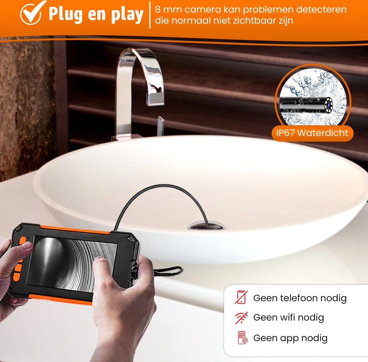 Sightstrong Inspectiecamera Met Scherm 5M - 1080P HD - 4.3 Inch LCD Scherm - Incl. 32GB SD-Kaart- IP67 Waterdicht - LED Verlichting - Endoscoop - Inspectie Camera 4 Sightstrong Inspectiecamera Met Scherm 5M - 1080P HD - 4.3 Inch LCD Scherm - Incl. 32GB SD-Kaart- IP67 Waterdicht - LED Verlichting - Endoscoop - Inspectie Camera - Afbeelding 2