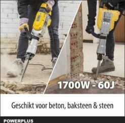 Powerplus POWX11861 Breekhamer - 1700W - 60 Joule - SDS Hex - Trilling Reductie - Incl. Gereedschapskoffer Met Wielen En 2 Beitels - Voor Beton En Steen -Makita Winkel 1200x1180 1