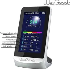 WesGoodz DM72B Co2 Meter - Luchtkwaliteit Meter - Draagbare Co2 Meter - Co2 Meter Voor School - Luchtvochtigheidsmeter - Tempratuur - Fijnstof Meter - NDIR Sensor - Formaldehyde Meter -Makita Winkel 1200x1180 29