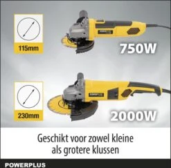 Powerplus POWX06250 Haakse Slijper Set - 115mm - 230mm - 750w - 2000w - Inclusief Slijpschijven En Opbergtas -Makita Winkel 1200x1181 10