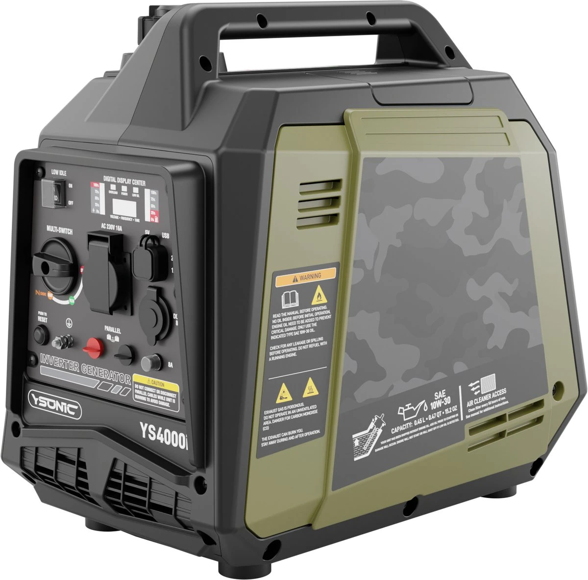 YSONIC YS4000i Inverter Generator - 3.3KW - 230V - 2xUSB - Autolader En Parallel Poort - Fluisterstil 62 DB - Olie En Overload Alarm 3 YSONIC YS4000i Inverter Generator - 3.3KW - 230V - 2xUSB - Autolader En Parallel Poort - Fluisterstil 62 DB - Olie En Overload Alarm