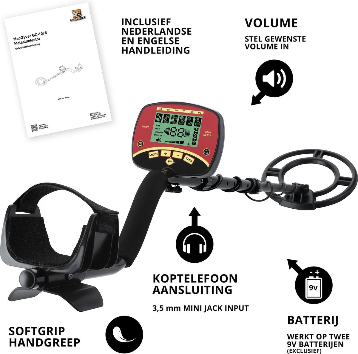 MacGyver Metaaldetector Professional - Nauwkeurige Metaalzoeker Met Unieke Pinpointer – LCD Display – 25cm Waterdichte Zoekspoel 5 MacGyver Metaaldetector Professional - Nauwkeurige Metaalzoeker Met Unieke Pinpointer – LCD Display – 25cm Waterdichte Zoekspoel - Afbeelding 3