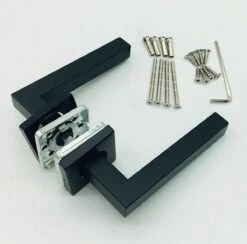 Merkloos Alles Industrieel Zwarte Vierkante Deurklink - Zwarte Vierkante Klink - Zwart Vierkante Deurbeslag - Alles Industrieel