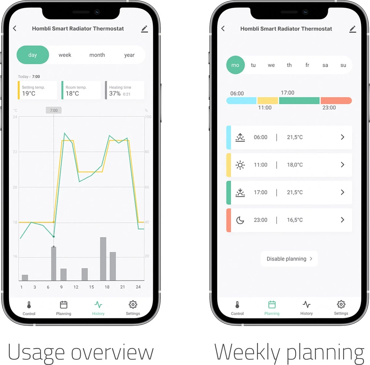 Hombli Smart Radiator Thermostat Expansion Pack (2+1) – Slimme Radiatorknop – Thermostaatkraan – Bluetooth – Bediening Via App - Open Raam Detectie – Verbruiksoverzicht – Spraakbesturing Met Google, Alexa En Siri 5 Hombli Smart Radiator Thermostat Expansion Pack (2+1) – Slimme Radiatorknop – Thermostaatkraan – Bluetooth – Bediening Via App - Open Raam Detectie – Verbruiksoverzicht – Spraakbesturing Met Google, Alexa En Siri - Afbeelding 3
