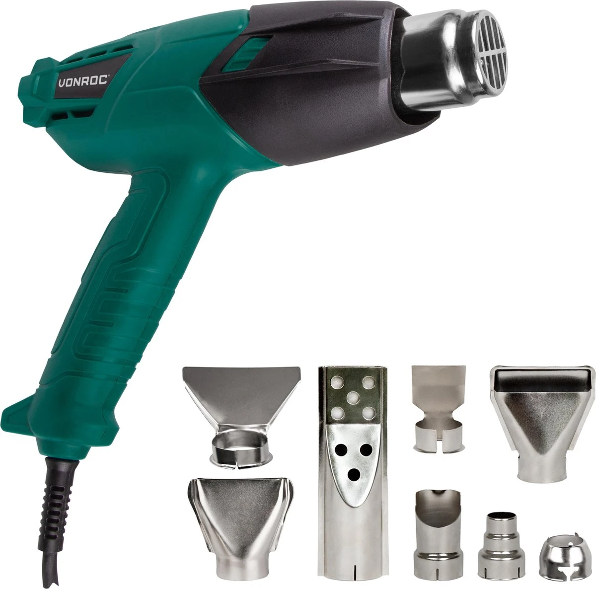 VONROC Heteluchtpistool – Verfafbrander – 2000W – 2 Temperatuurstanden – Incl. 8 Mondstukken & Opbergtas 3 VONROC Heteluchtpistool – Verfafbrander – 2000W – 2 Temperatuurstanden – Incl. 8 Mondstukken & Opbergtas