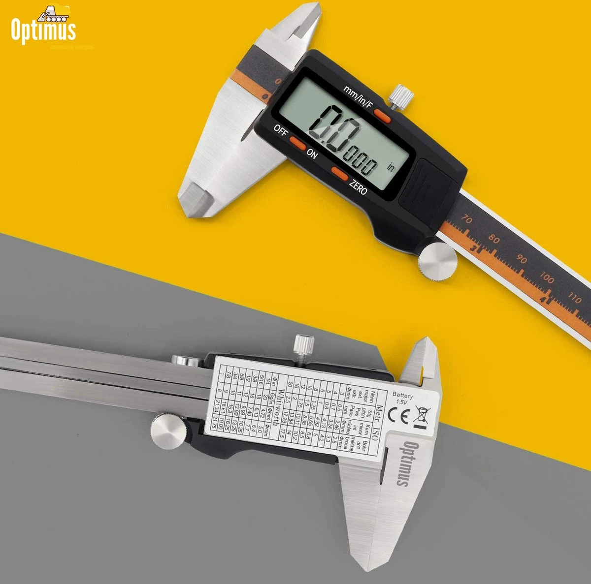 Optimus Professionele Digitale Schuifmaat Met Handige Opbergcase - Incl. Extra Batterijen - RVS - 150mm Meetbereik 8 Optimus Professionele Digitale Schuifmaat Met Handige Opbergcase - Incl. Extra Batterijen - RVS - 150mm Meetbereik - Afbeelding 6