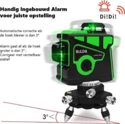Hilda Zelfnivellerende Kruislijnlaser Met 12 Lijnen - Inclusief Muurbeugel En 360 Graden Statief - Groene Lasers - Waterproof - Laserwaterpas - Met Opbergkoffer -Makita Winkel 1200x1189 7