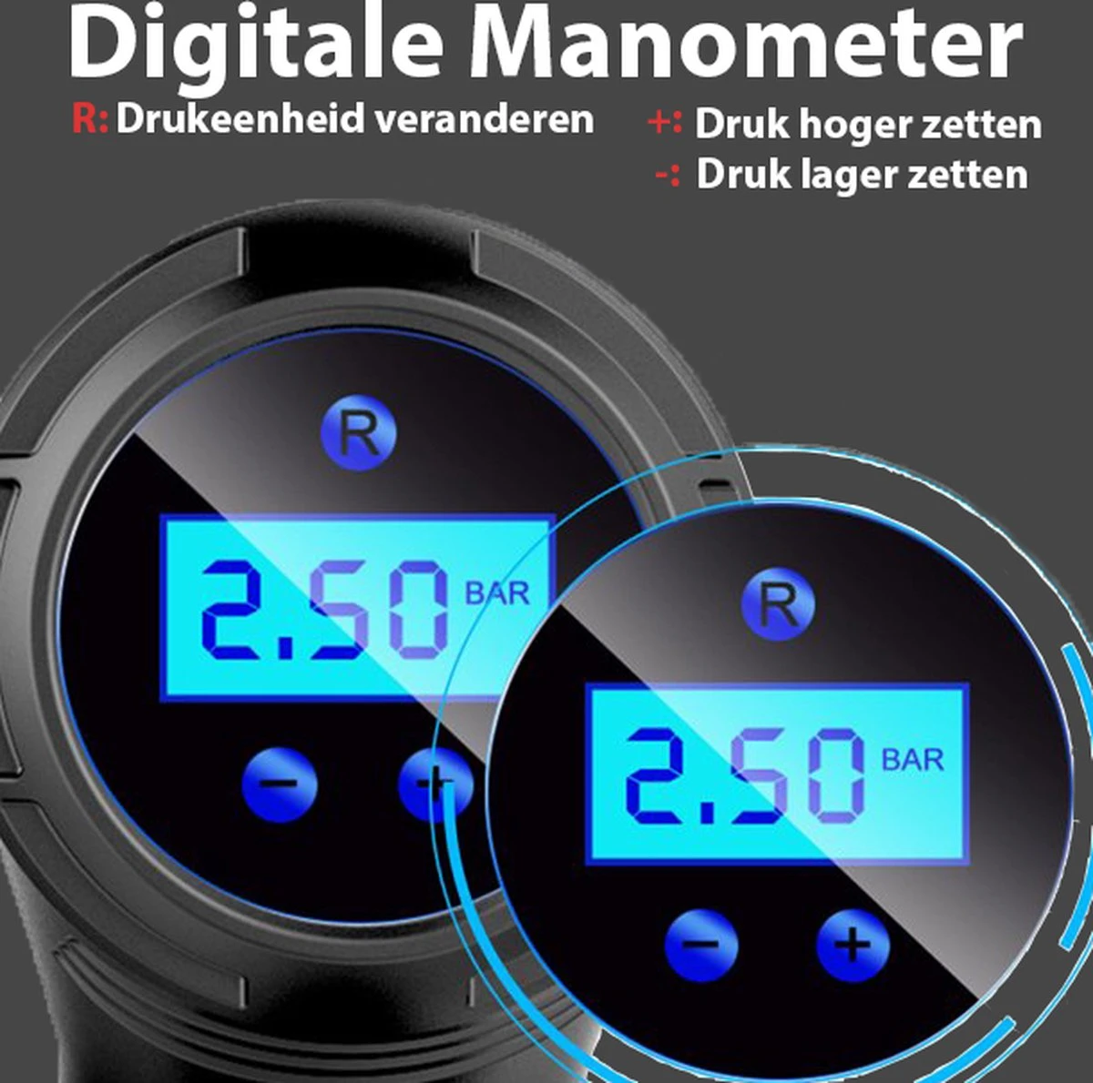 Draagbare Compressor Bandenpomp – 12V Luchtcompressor – Fiets, Auto Tot Camper – Elektrische Fietspomp 4 Draagbare Compressor Bandenpomp – 12V Luchtcompressor – Fiets, Auto Tot Camper – Elektrische Fietspomp - Afbeelding 2