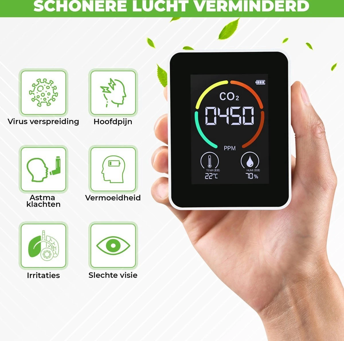 Igoods Professionele CO2 Meter - Luchtkwaliteitsmeter - Binnen - CO2 Melder & Monitor - Horeca - Thermometer - CO2 Detector - Koolstofdioxide Meter 6 Igoods Professionele CO2 Meter - Luchtkwaliteitsmeter - Binnen - CO2 Melder & Monitor - Horeca - Thermometer - CO2 Detector - Koolstofdioxide Meter - Afbeelding 4