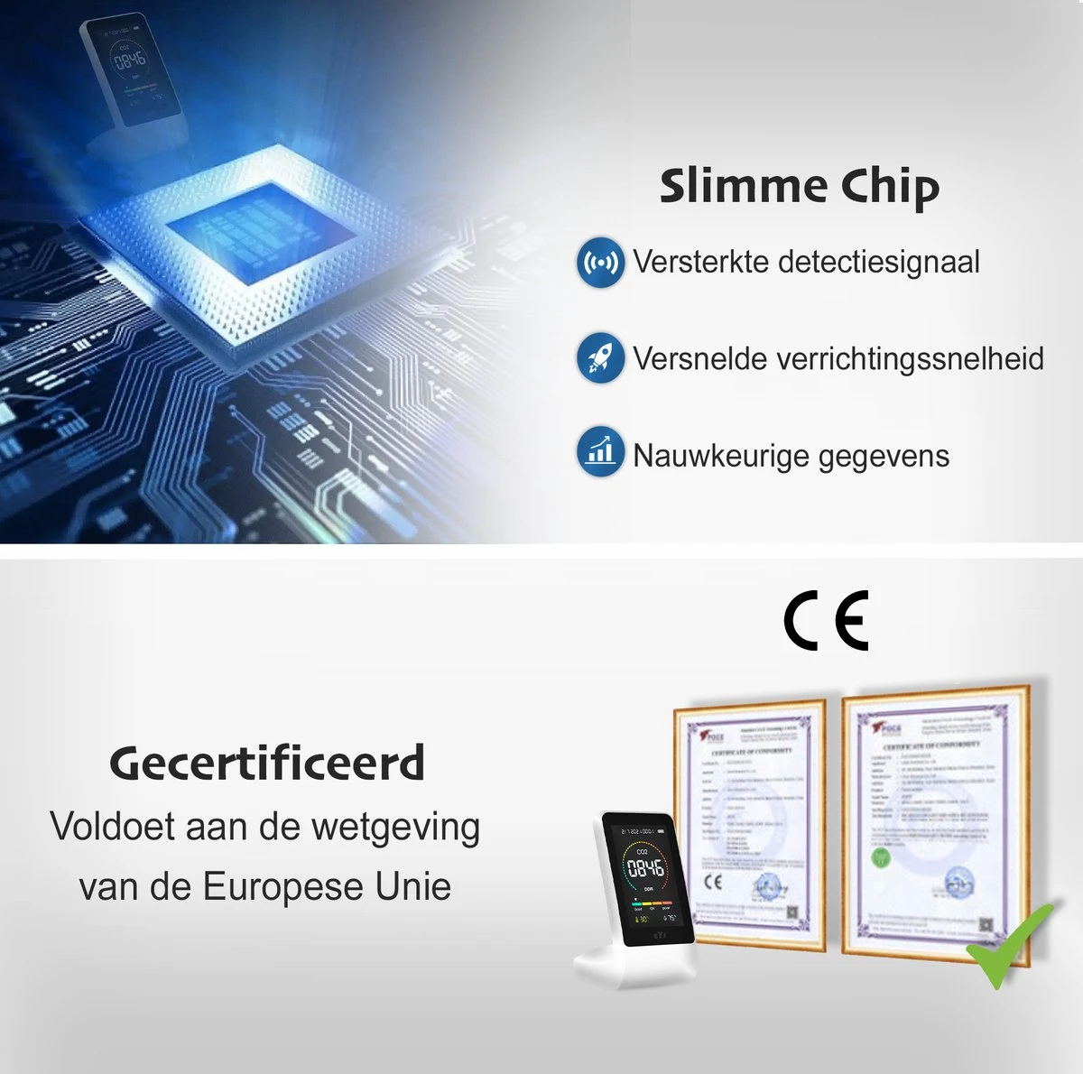 EYSLife® CO2 Meter PRO - Hygrometer Voor Binnen En Buiten – CO2 Melder Met Thermometer & Luchtvochtigheidsmeter – Complete Luchtkwaliteitsmeter 8 EYSLife® CO2 Meter PRO - Hygrometer Voor Binnen En Buiten – CO2 Melder Met Thermometer & Luchtvochtigheidsmeter – Complete Luchtkwaliteitsmeter - Afbeelding 6