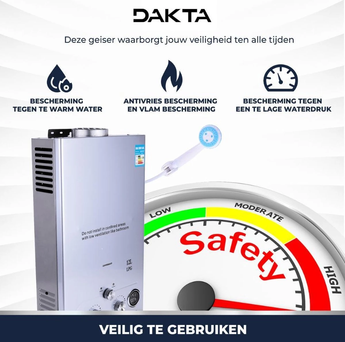 Merkloos Dakta® Propaan - Boiler - LPG Geiser 16 Liter / Minuut Boiler - Ideaal Voor Camper - Caravan - Boot - Camping - Snel Heet Water - Inclusief Douche 11 Merkloos Dakta® Propaan - Boiler - LPG Geiser 16 Liter / Minuut Boiler - Ideaal Voor Camper - Caravan - Boot - Camping - Snel Heet Water - Inclusief Douche - Afbeelding 9
