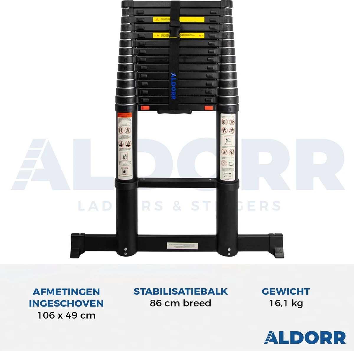 ALDORR Professional - Telescoopladder 5,20 Meter - Met Optigrip™ En Extra Diepe Treden 4 ALDORR Professional - Telescoopladder 5,20 Meter - Met Optigrip™ En Extra Diepe Treden - Afbeelding 2