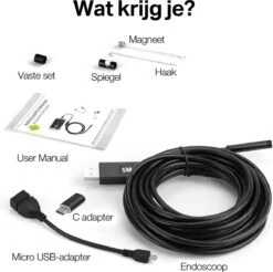 Endoscoop - Inspectiecamera USB - Inspectiegereedschap - 7mm Kop - Flexibele HD - 5M Cabel - Waterproof - 6 LED Verlichting - Voor Android -Makita Winkel 1200x1193 21