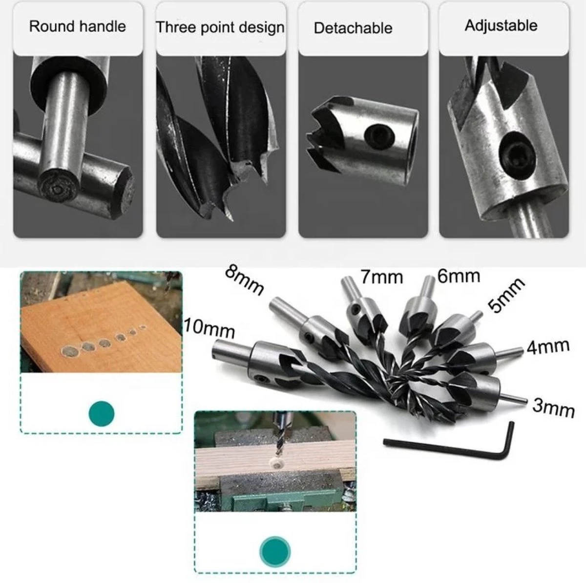 Merkloos 23 Delige Houtborenset - Verzinkborenset - Proppenboor - Hout - Houtproppen - Verzinkboren - Automatische Centerpunt - Boren - Houtboor 4 Merkloos 23 Delige Houtborenset - Verzinkborenset - Proppenboor - Hout - Houtproppen - Verzinkboren - Automatische Centerpunt - Boren - Houtboor - Afbeelding 2