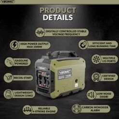 YSONIC YS2300i Inverter Generator - 2KW - 230V - USB - Autolader En Parallel Poort - Fluisterstil 58 DB -Olie En Overload Alarm -Makita Winkel 1200x1194 18
