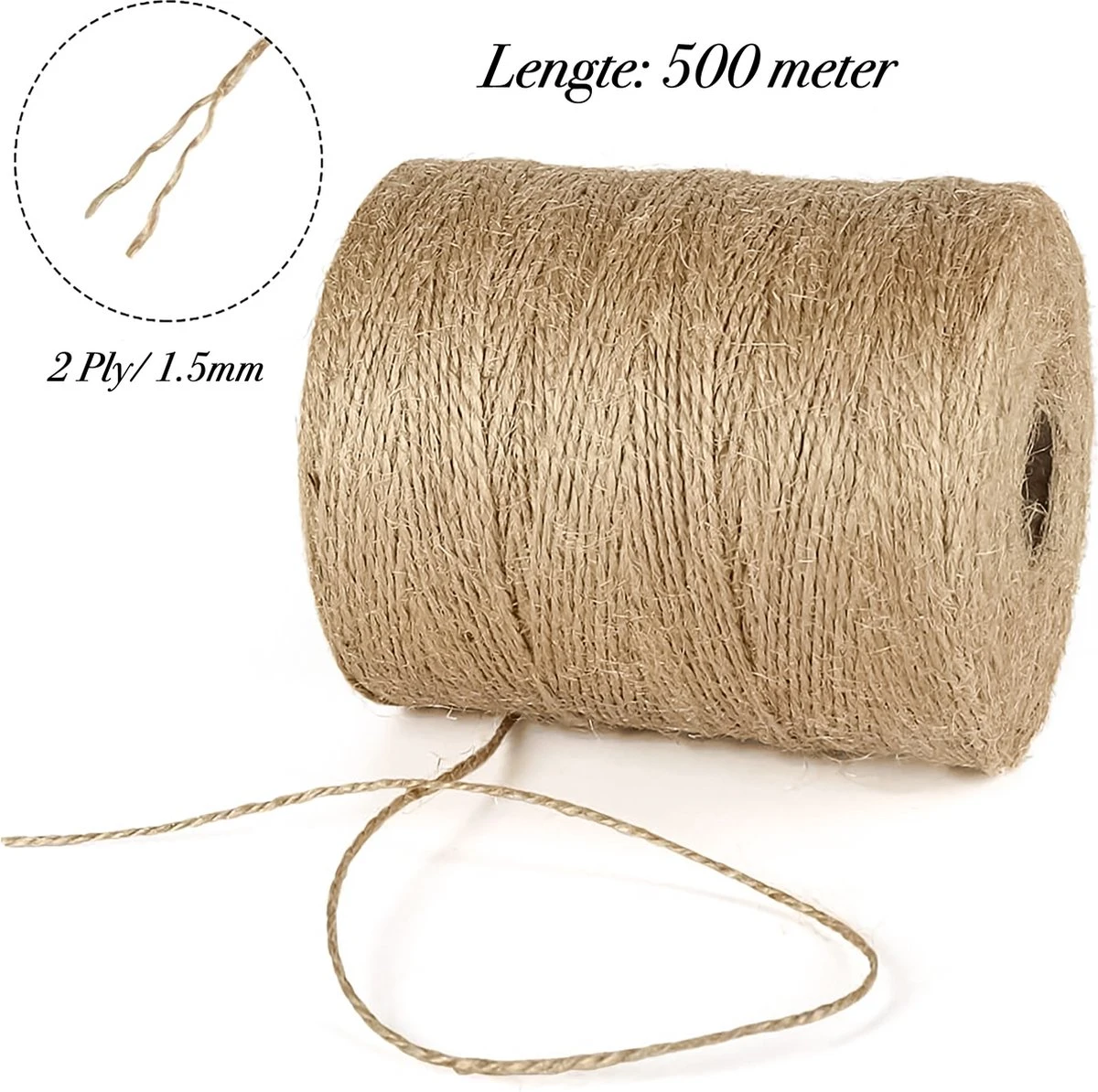 500 Meter 1.5mm Jute Touw Met 20 Houten Knijpers & 100 Stuks Karton Kraft Labels - Creatieve Hennep Koord Voor Decoratie - DIY HobbyMacrame Maken - Bruin Manilla BindtouwSisaltouw -Dun CadeaulintCadeaulabels Bindtouw - TuinPlanten Sisal Binddraad 4 500 Meter 1.5mm Jute Touw Met 20 Houten Knijpers & 100 Stuks Karton Kraft Labels - Creatieve Hennep Koord Voor Decoratie - DIY HobbyMacrame Maken - Bruin Manilla BindtouwSisaltouw -Dun CadeaulintCadeaulabels Bindtouw - TuinPlanten Sisal Binddraad - Afbeelding 2