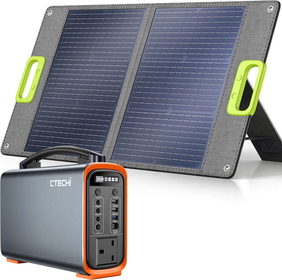 Opvouwbare Zonnepanelen Compleet Pakket - Set Met Accu - USB-aansluiting - Stopcontact - Zonnepanelen - Voor Camper, Reizen 3 Opvouwbare Zonnepanelen Compleet Pakket - Set Met Accu - USB-aansluiting - Stopcontact - Zonnepanelen - Voor Camper, Reizen