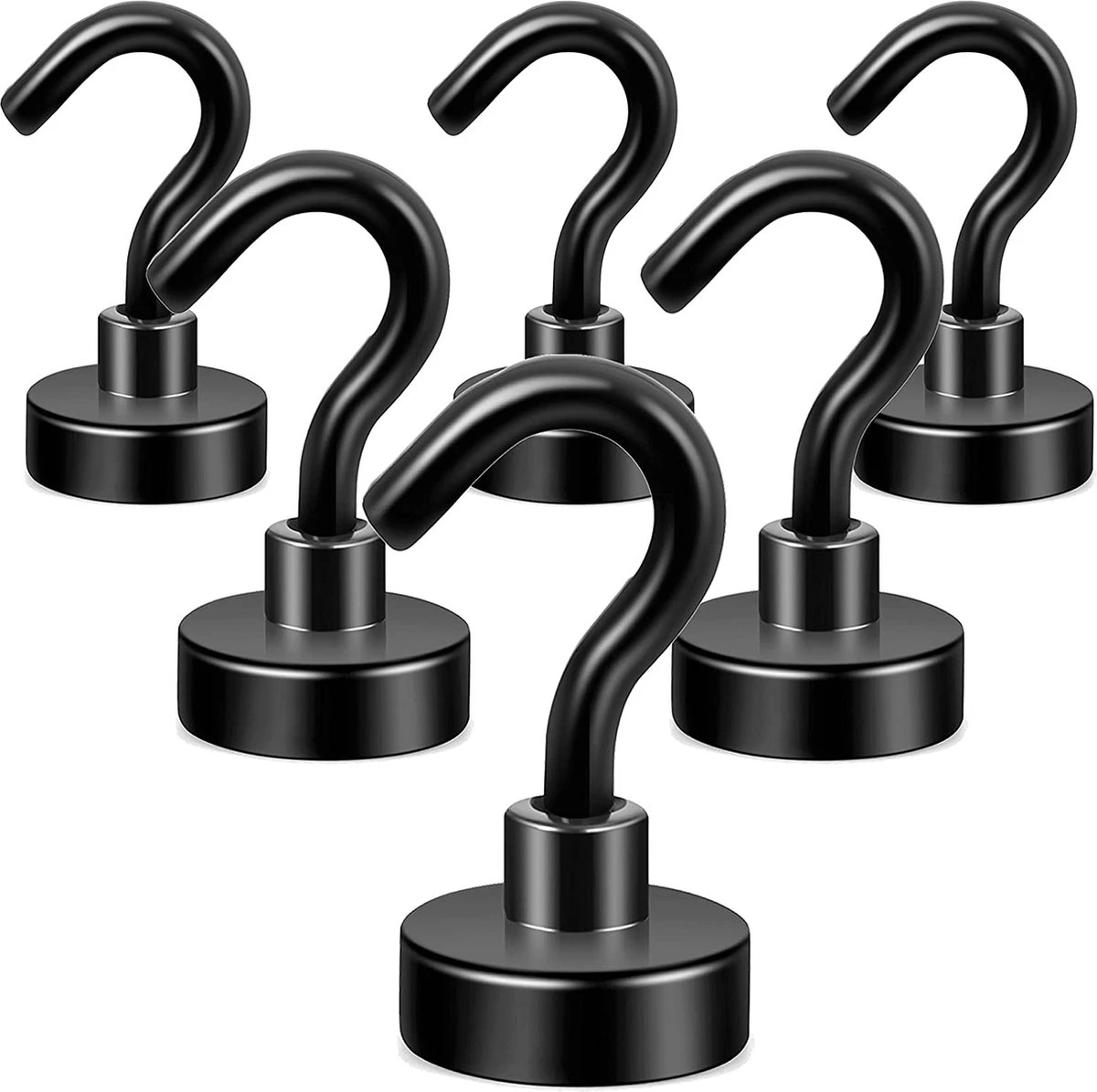 Super Sterke Magnetische Ophanghaakjes - 6 Stuks Inclusief Opbergdoosje Met Bewaardoosje - Sterk Magneetjes 3 Super Sterke Magnetische Ophanghaakjes - 6 Stuks Inclusief Opbergdoosje Met Bewaardoosje - Sterk Magneetjes