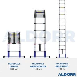 ALDORR Home - Telescoopladder 3,80 Meter - Met Stabilisatievoet En Soft Closing -Makita Winkel 1200x1195 29