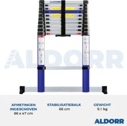 ALDORR Home - Telescoopladder 3,20 Meter - Met Stabilisatievoet En Soft Closing -Makita Winkel 1200x1195 35