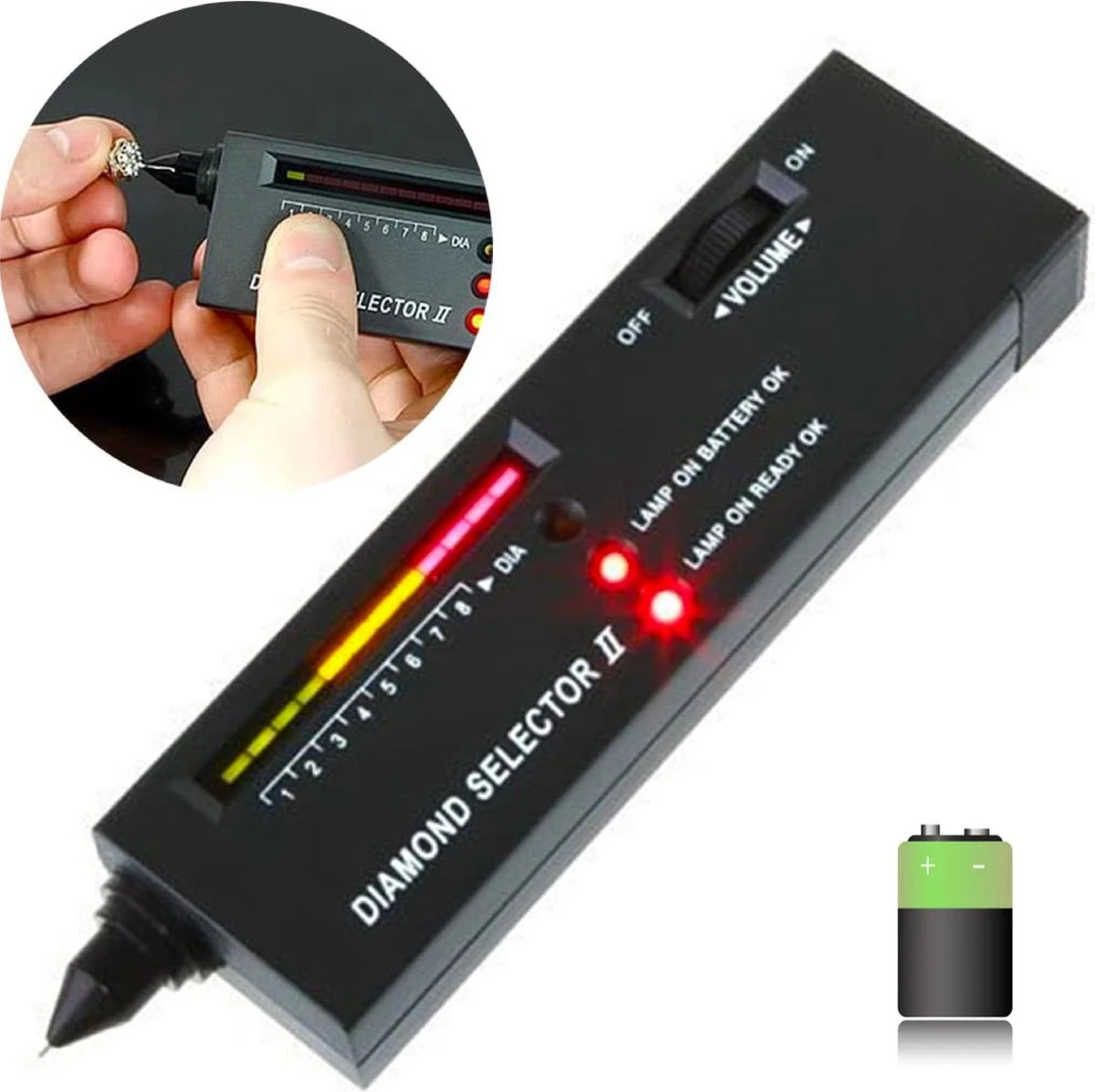 Colorful Sun® Professionele Diamant Tester - Diamond Tester - Diamond Selector Pen - Gratis 9v Batterij - Draagbare - Voor Diamant, Saffier, Robijn, Kristal, Agaat, Jade, Edelstenen - Hoge Nauwkeurigheid - Met LED - Met Opbergdoosje - Zwart 3 Colorful Sun® Professionele Diamant Tester - Diamond Tester - Diamond Selector Pen - Gratis 9v Batterij - Draagbare - Voor Diamant, Saffier, Robijn, Kristal, Agaat, Jade, Edelstenen - Hoge Nauwkeurigheid - Met LED - Met Opbergdoosje - Zwart