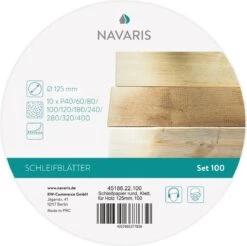 Navaris 100x Rond Schuurpapier - Voor Schuurmachines - Klittenbandbevestiging - 125 Mm - Korrel 40-400 - Schuurschijven Voor Hout, Metaal En Meer -Makita Winkel 1200x1197