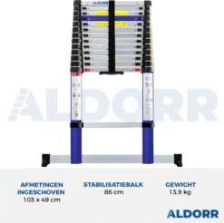 ALDORR Home - Telescoopladder 4,40 Meter - Met Stabilisatievoet En Soft Closing -Makita Winkel 1200x1197 30