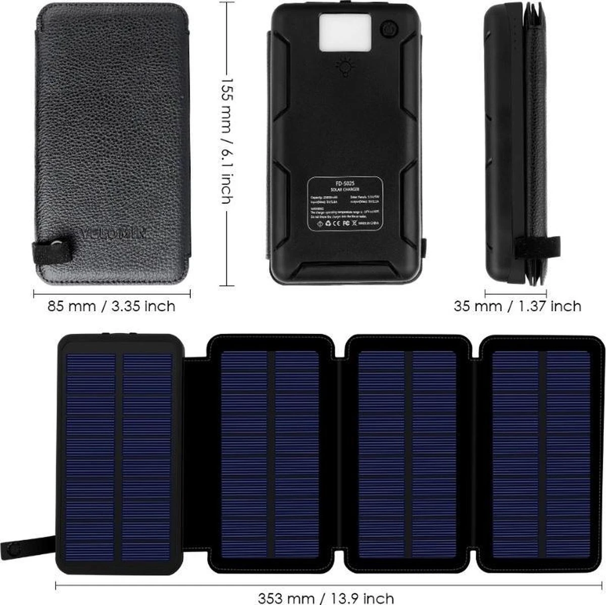 Ergotec Krachtigste Zonnepaneel 25.000mAh Met Snellaadfunctie En Usb-aansluiting Voor Telefoon Inclusief Computerbril / Draagbaar Zonnepaneel / Opvouwbaar / Powerbank / Iphone / Ipad / Tablet / Solar Panel / Zonnepaneel Usb / Met Zaklamp 8 Ergotec Krachtigste Zonnepaneel 25.000mAh Met Snellaadfunctie En Usb-aansluiting Voor Telefoon Inclusief Computerbril / Draagbaar Zonnepaneel / Opvouwbaar / Powerbank / Iphone / Ipad / Tablet / Solar Panel / Zonnepaneel Usb / Met Zaklamp - Afbeelding 6