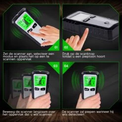 Apeiron Digitale Leidingzoeker - 5 In 1 Detector Voor Muren - Hout, Metaal, Leidingen, Bedrading - Zwart/Zilver - Inclusief Batterij -Makita Winkel 1200x1199 10