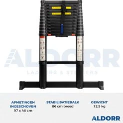 ALDORR Professional - Telescoopladder 3,80 Meter - Met Optigrip™ En Extra Brede Treden -Makita Winkel 1200x1199 18