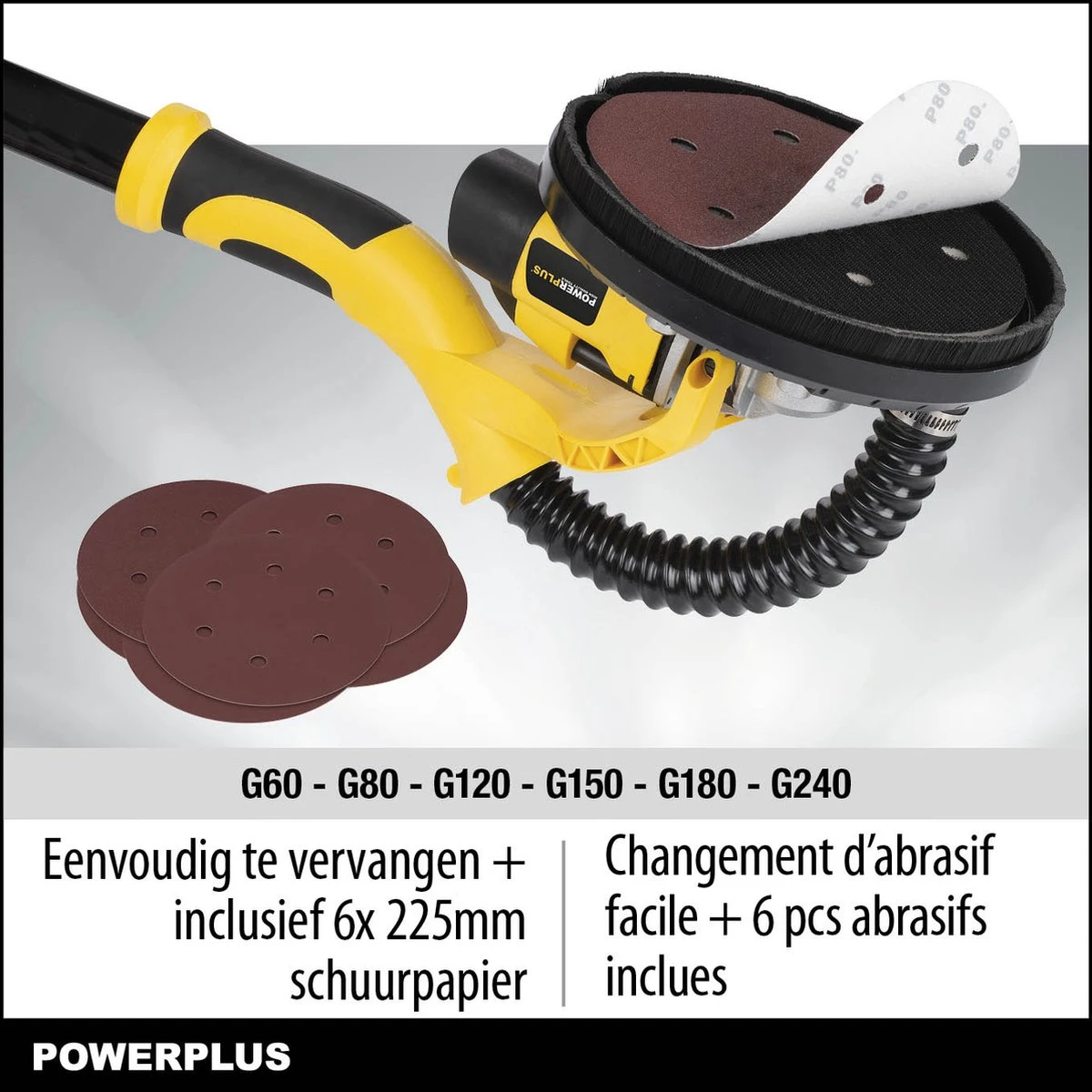 Powerplus POWX04761 Telescopische Langnekschuurmachine - 710W - Ø225mm - Incl. 6x Schuurpapier - Voor Plafond En Muur 5 Powerplus POWX04761 Telescopische Langnekschuurmachine - 710W - Ø225mm - Incl. 6x Schuurpapier - Voor Plafond En Muur - Afbeelding 3