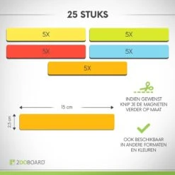 2DOBOARD Herschrijfbare Balk Whiteboard Magneten - 15 X 2,5 Cm - 25 Stuks - Mix: 5 Kleuren - Planbord Kind - Weekplanner Kind -Makita Winkel 1200x1200 1063