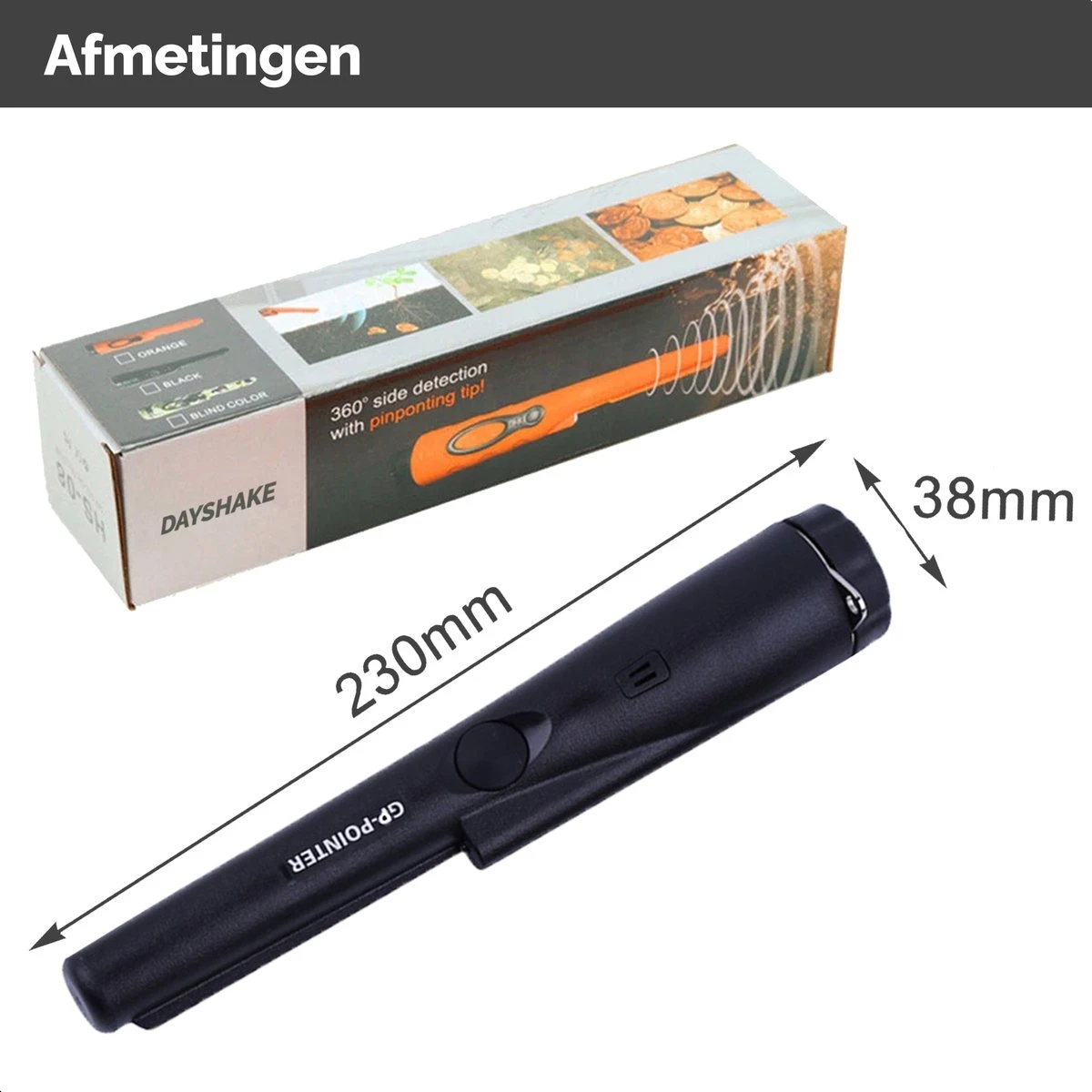 Dayshake Pinpointer - Metaal Detector Professioneel - Oranje - Metaaldetector Voor Volwassenen / Kinderen 7 Dayshake Pinpointer - Metaal Detector Professioneel - Oranje - Metaaldetector Voor Volwassenen / Kinderen - Afbeelding 5