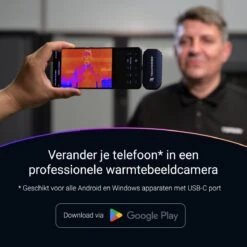 Techweise Warmtebeeldcamera Voor Android - -20ºC Tot +550ºC - 256x192 Pxs - Warmtecamera - Verlengde Garantie -Makita Winkel 1200x1200 1234