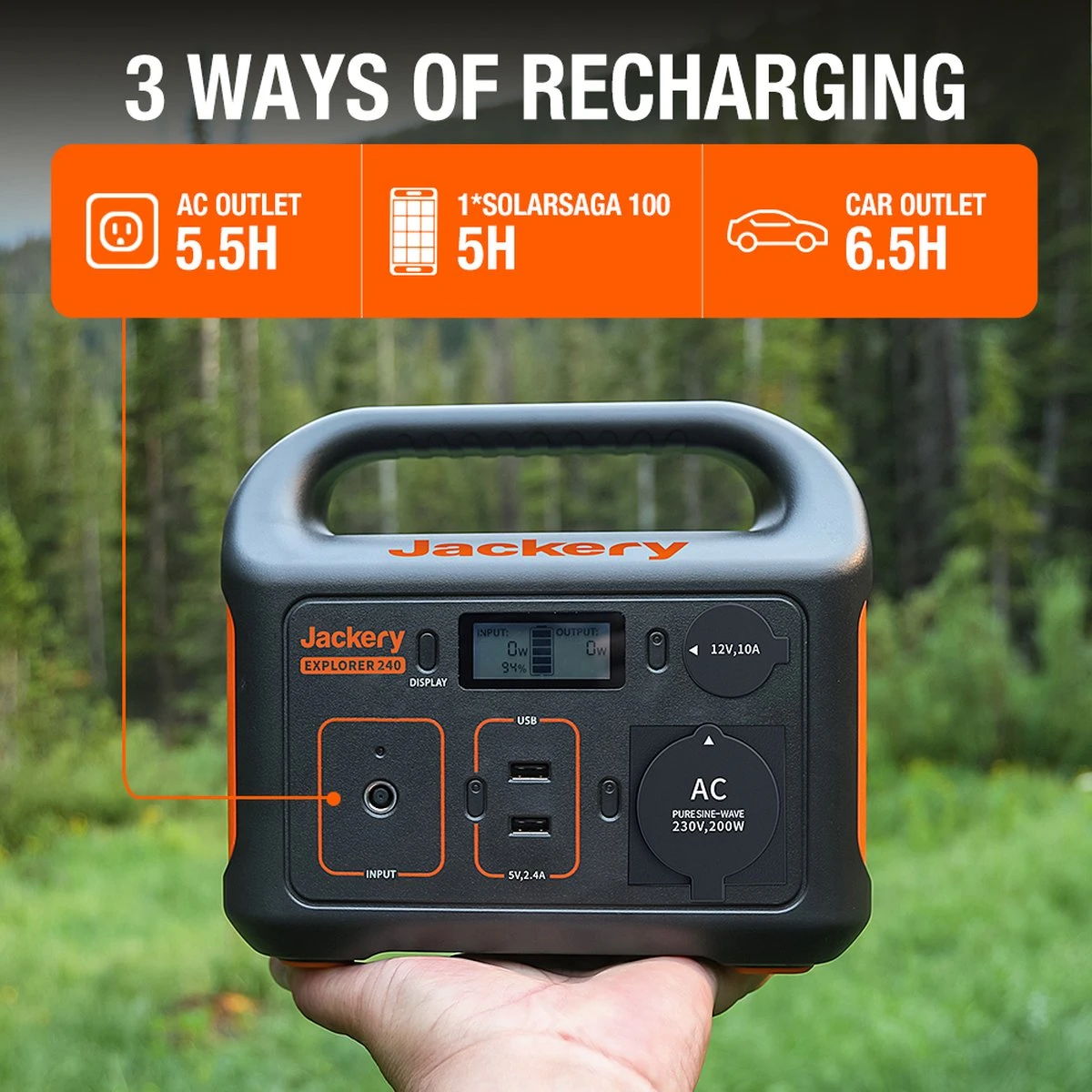 Jackery Explorer 240 Met 100W Zonnepaneel - Jackery Powerstation Met Zonnepaneel - Solar Panel Gereedschapsaccu - Kamperen - Off-grid Survival - 230V Power Station Generator 4 Jackery Explorer 240 Met 100W Zonnepaneel - Jackery Powerstation Met Zonnepaneel - Solar Panel Gereedschapsaccu - Kamperen - Off-grid Survival - 230V Power Station Generator - Afbeelding 2