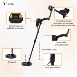 Vosoi - Hoogwaardige Metaal Detector - Inclusief Koptelefoon En Schep + Opberghoes - Nauwkeurige Pinpointer Optie - Verstelbare Hoogte - Waterdichte Zoekspoel - Geschikt Voor Kinderen En Volwassenen -Makita Winkel 1200x1200 1265