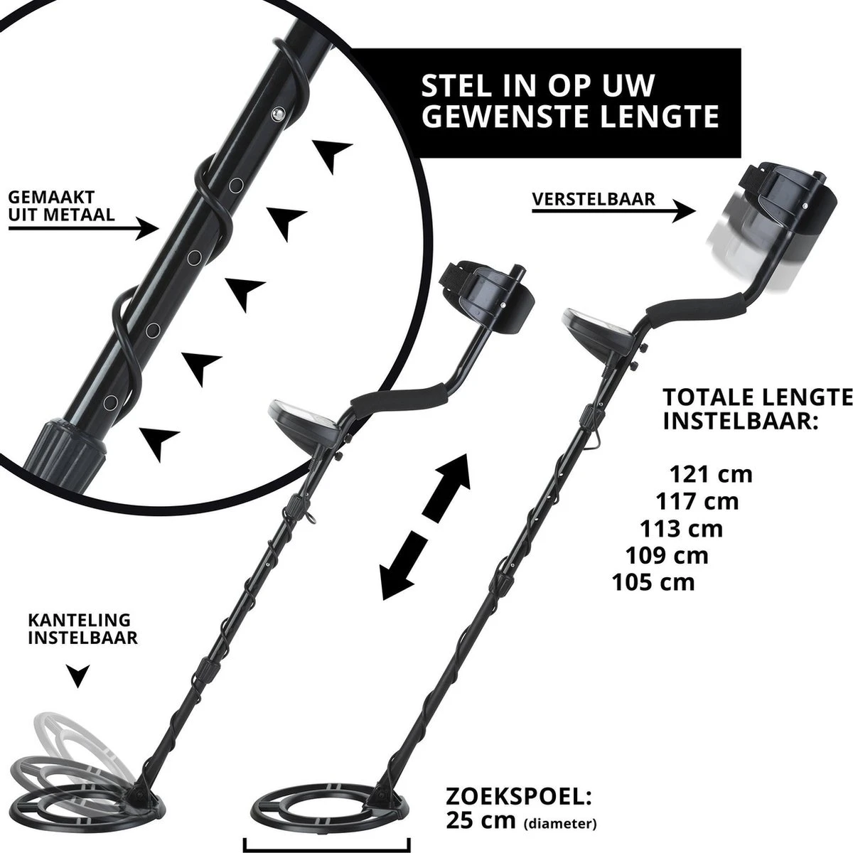 MacGyver Metaaldetector Professional - Nauwkeurige Metaalzoeker Met Unieke Pinpointer – LCD Display – 25cm Waterdichte Zoekspoel 12 MacGyver Metaaldetector Professional - Nauwkeurige Metaalzoeker Met Unieke Pinpointer – LCD Display – 25cm Waterdichte Zoekspoel - Afbeelding 10