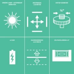 VONROC Kruislijnlaser – Groen – Zelfnivellerend – 18 Meter – Incl. Bevestigingsbeugel, Opbergtas 17 VONROC Kruislijnlaser – Groen – Zelfnivellerend – 18 Meter – Incl. Bevestigingsbeugel, Opbergtas -Makita Winkel 1200x1200 1330