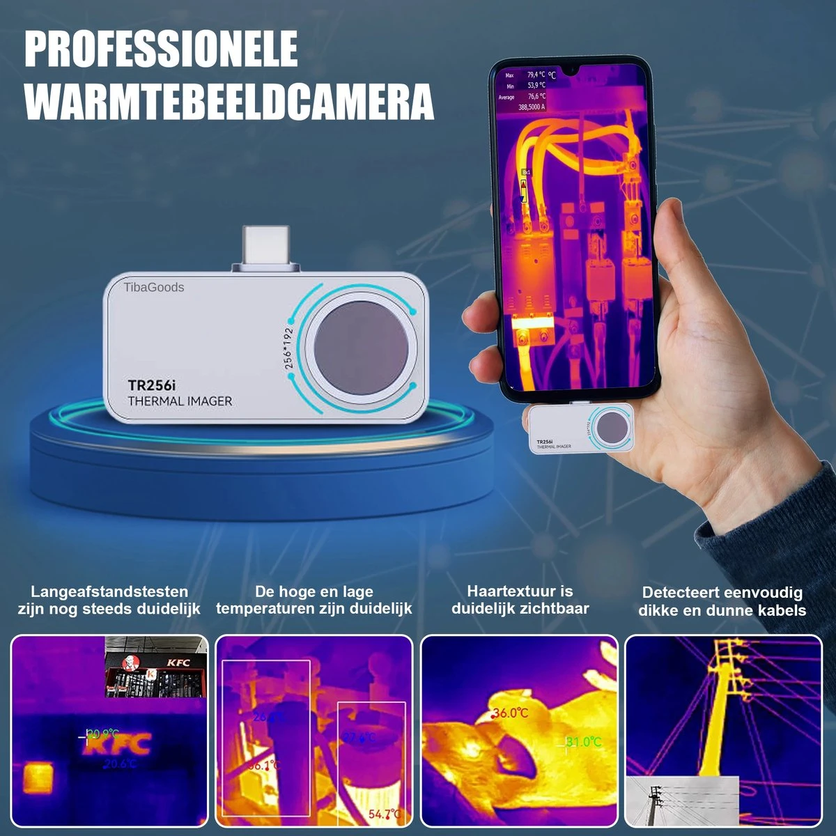 TibaGoods - Warmtebeeldcamera - Warmtecamera Voor Android En Windows (USBC) - 256 X 192 Pixels - -15 Tot 600 °C - Thermische Camera 4 TibaGoods - Warmtebeeldcamera - Warmtecamera Voor Android En Windows (USBC) - 256 X 192 Pixels - -15 Tot 600 °C - Thermische Camera - Afbeelding 2